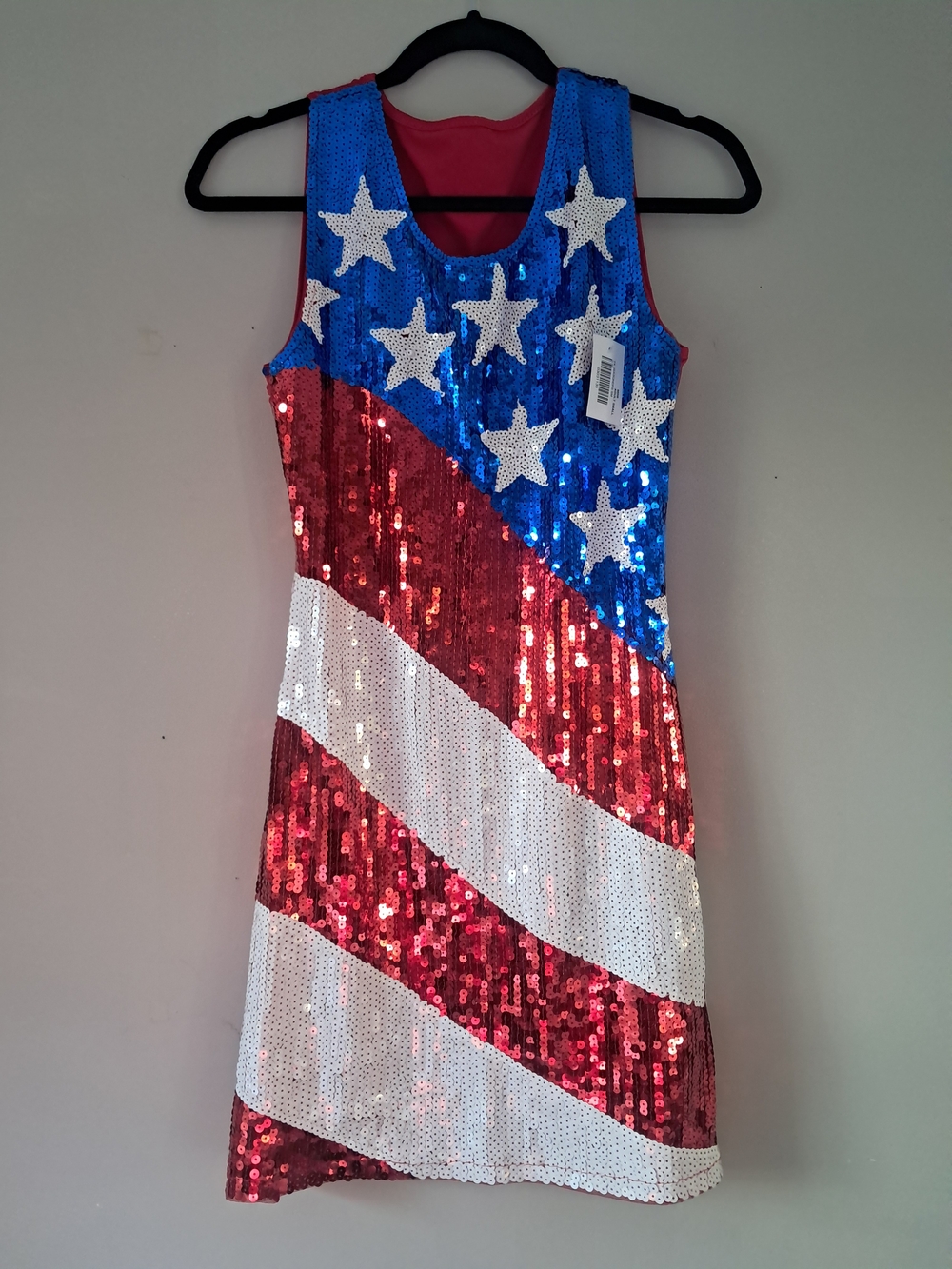 NWT Sequin American Flag Costume Dress - Red White Blue